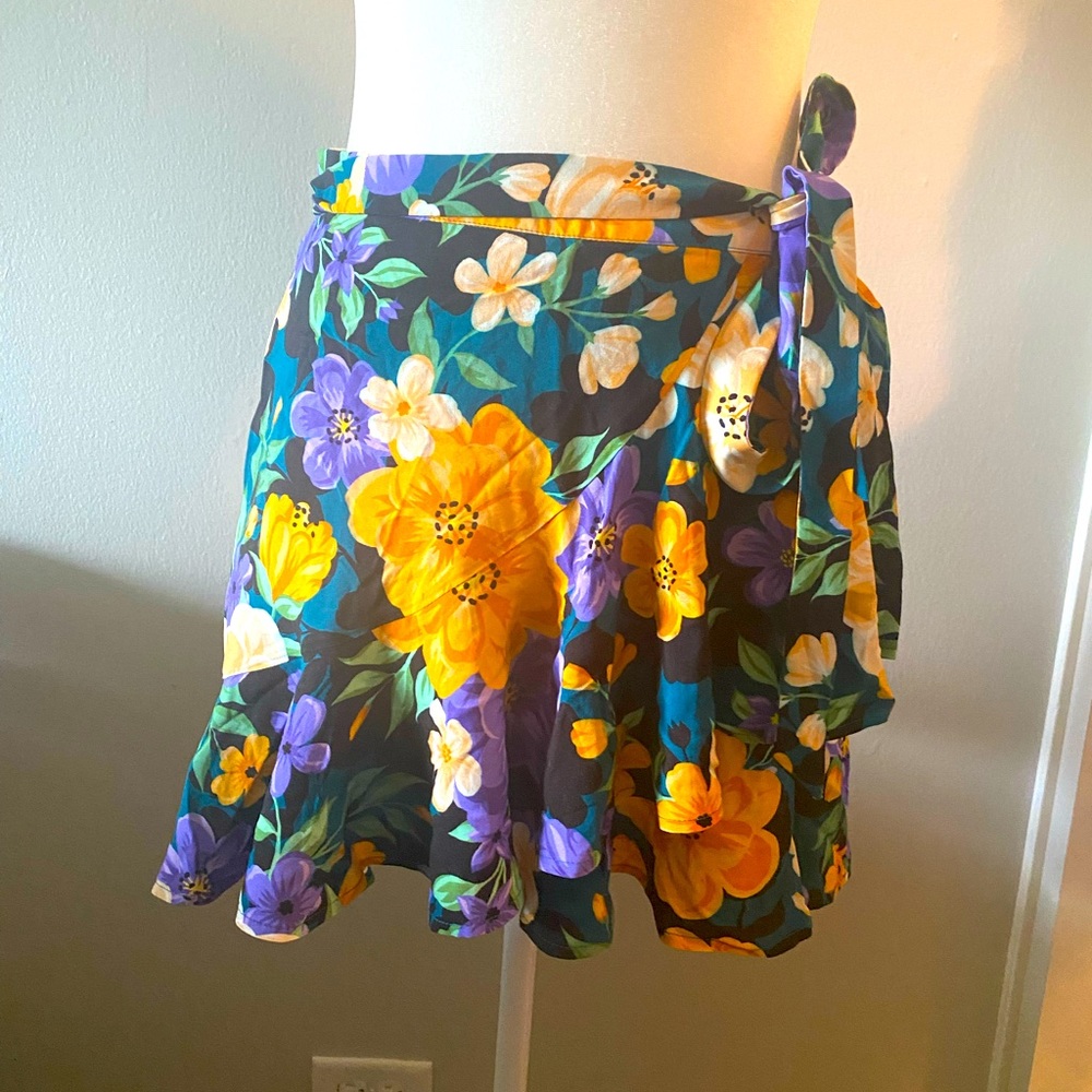 Tularosa Floral Ruffle Mini Skirt